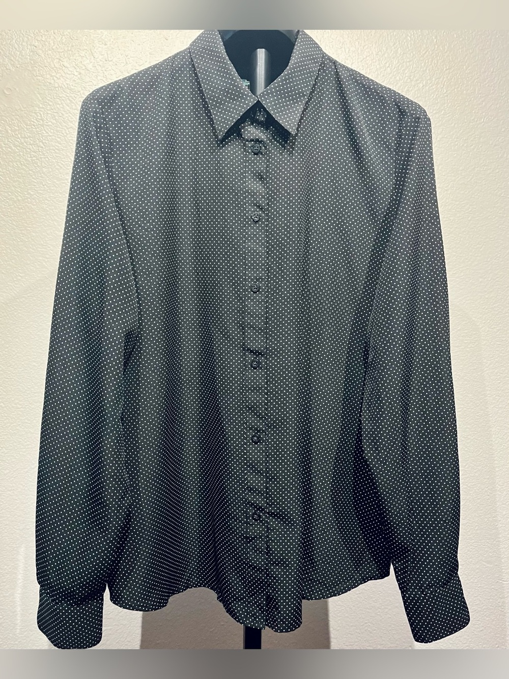 Lauren Ralph Lauren Black Microdot Button-Front Shirt - Size XL (Women’s)